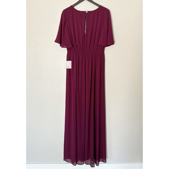 Show Me Your MuMu‎ Emily Empire Maxi Dress Merlot Chiffon Bridesmaid Size XL NEW - Picture 7 of 9